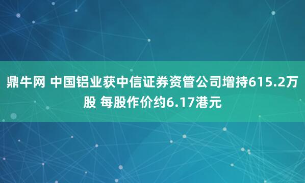 鼎牛网 中国铝业获中信证券资管公司增持615.2万股 每股作价约6.17港元